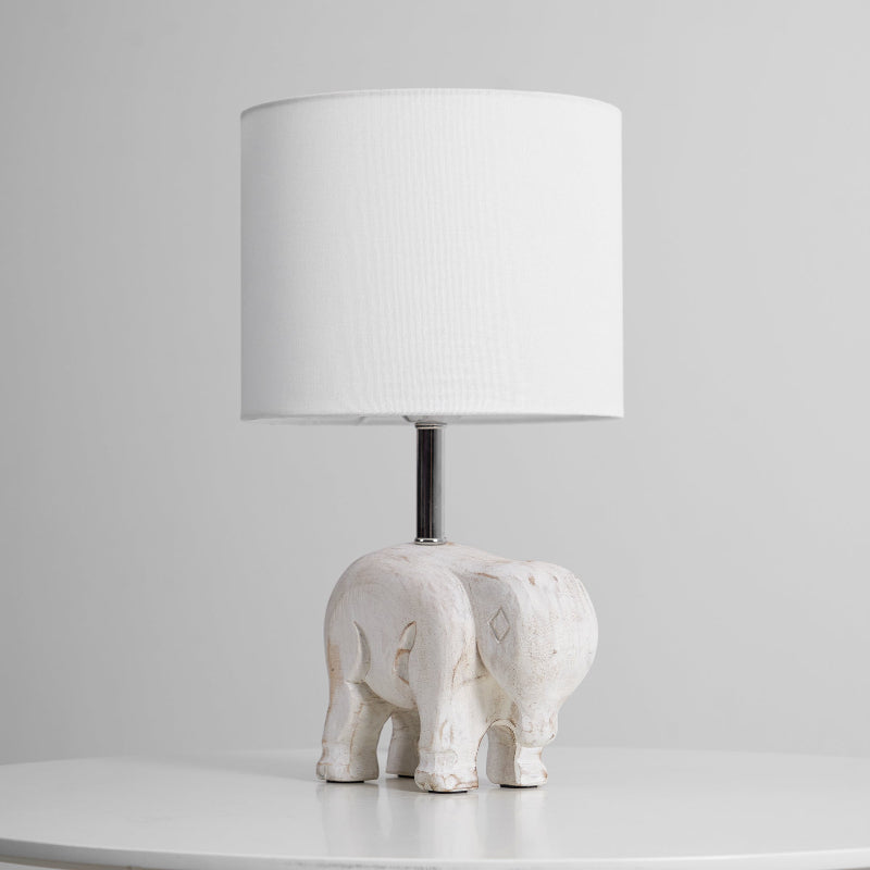 Carved Wood Animal Table Lamp – Hand-Carved Wooden Nursery Accent Light