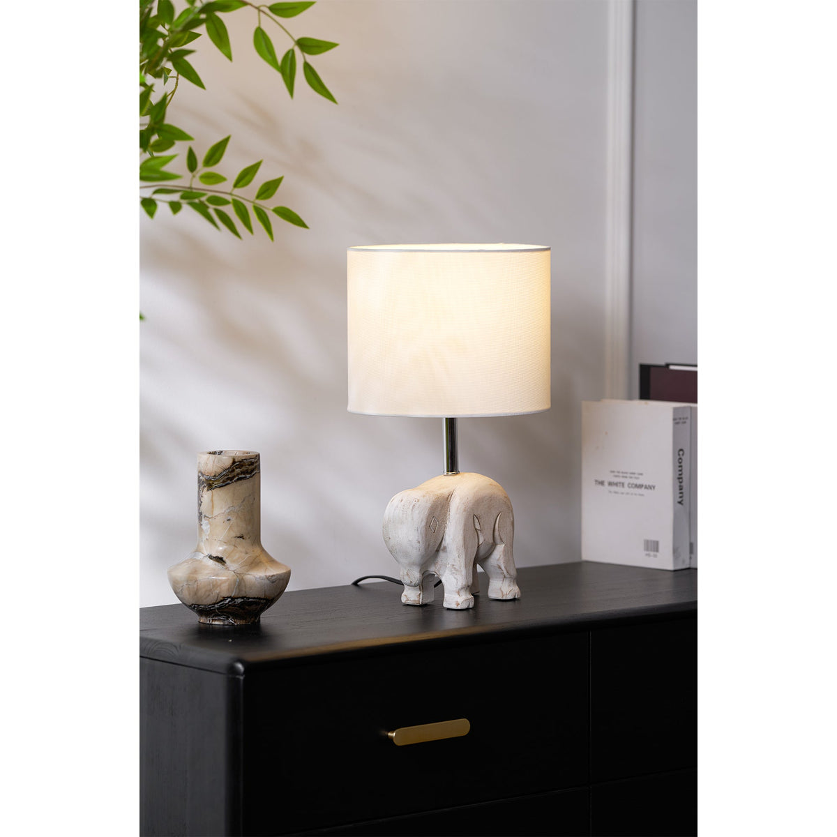 Carved Wood Animal Table Lamp – Hand-Carved Wooden Nursery Accent Light