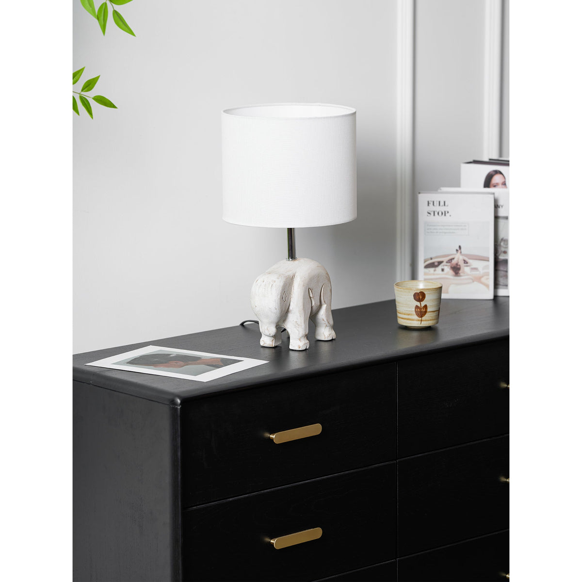 Carved Wood Animal Table Lamp – Hand-Carved Wooden Nursery Accent Light