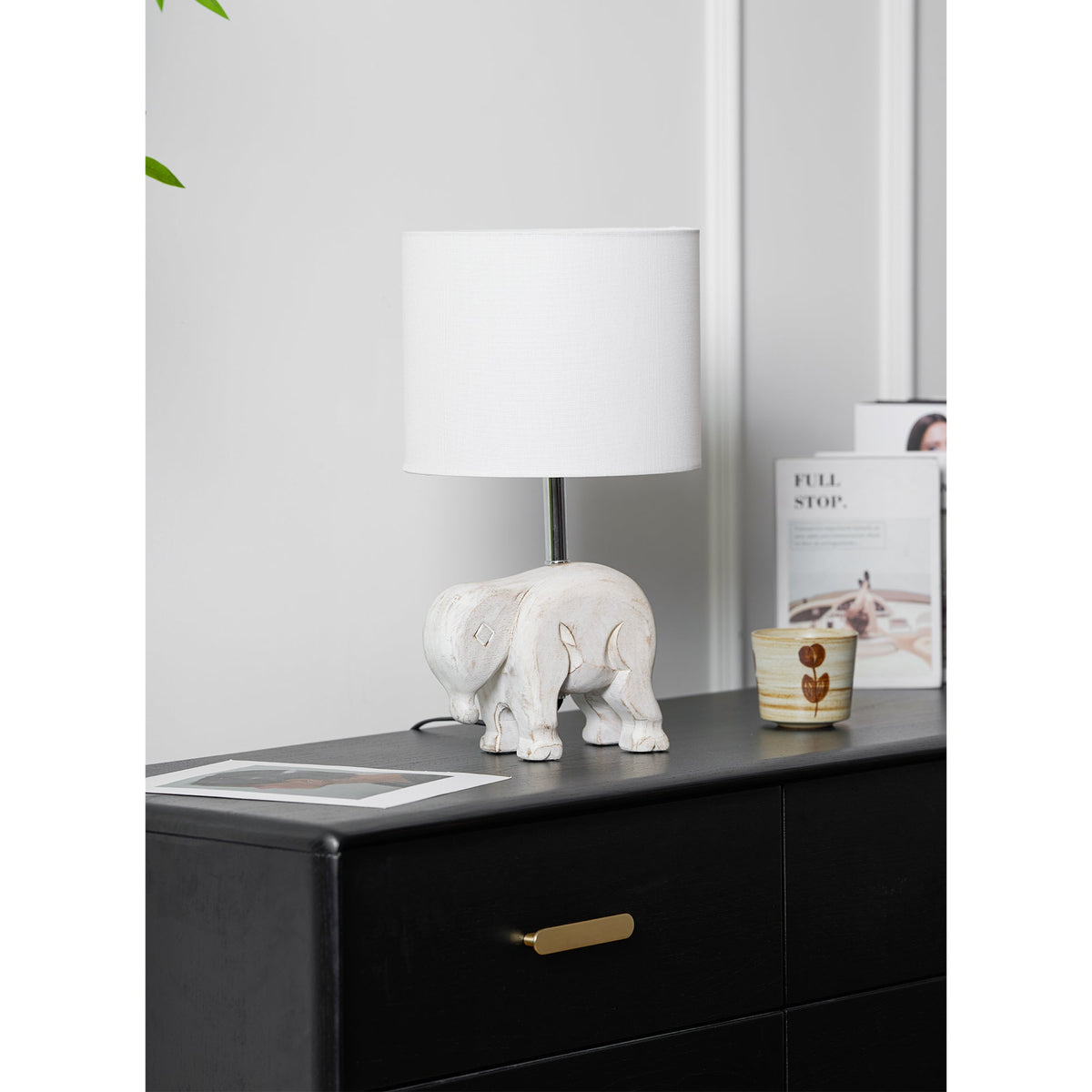 Carved Wood Animal Table Lamp – Hand-Carved Wooden Nursery Accent Light