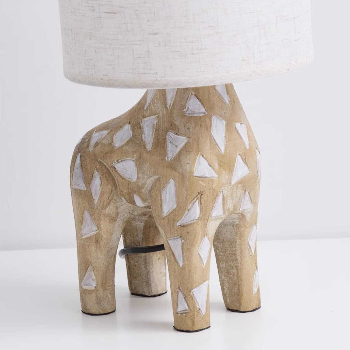 Carved Wood Animal Table Lamp – Hand-Carved Wooden Nursery Accent Light