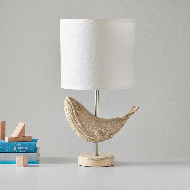 Carved Wood Animal Table Lamp – Hand-Carved Wooden Nursery Accent Light