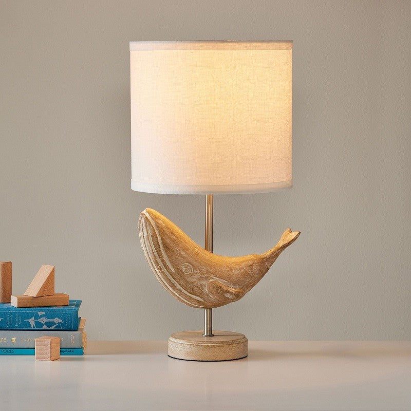 Carved Wood Animal Table Lamp – Hand-Carved Wooden Nursery Accent Light