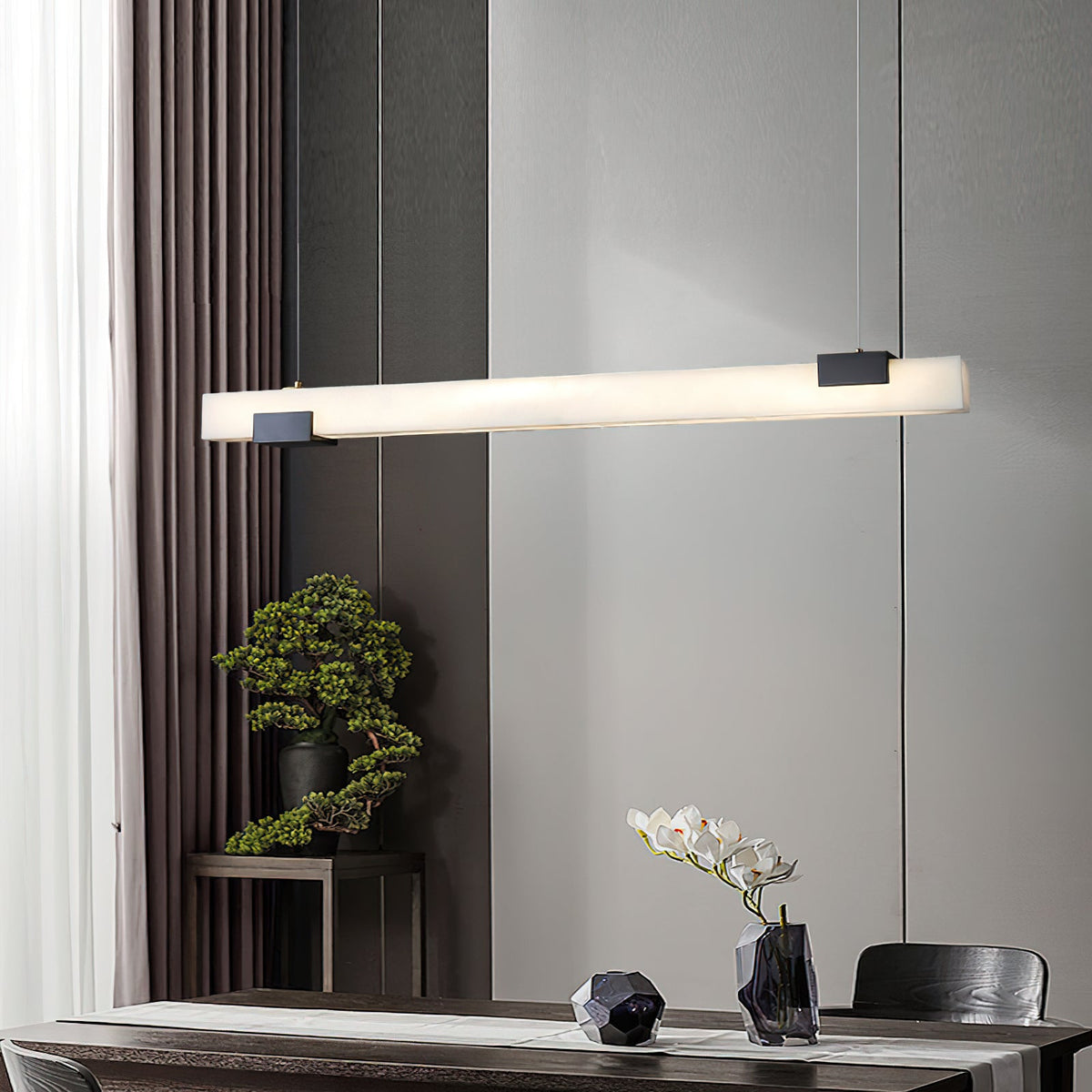 Cary Alabaster Pendant Light – Modern Linear Natural Alabaster LED Suspension
