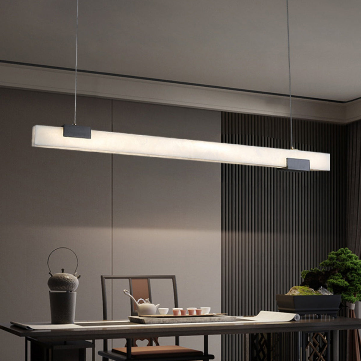 Cary Alabaster Pendant Light – Modern Linear Natural Alabaster LED Suspension