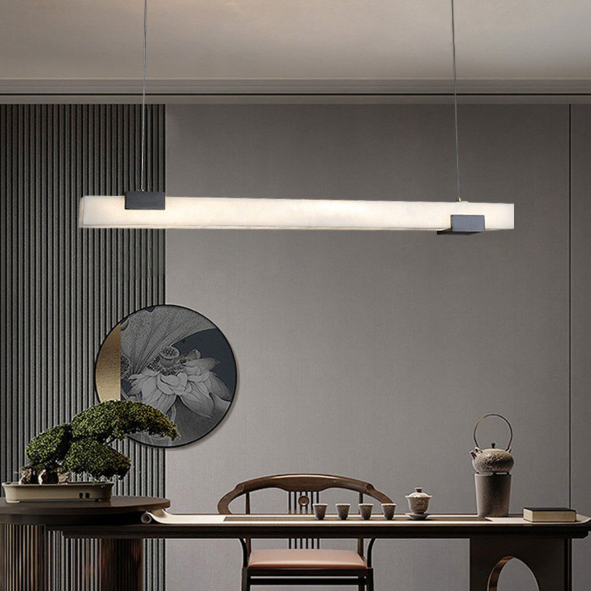 Cary Alabaster Pendant Light – Modern Linear Natural Alabaster LED Suspension