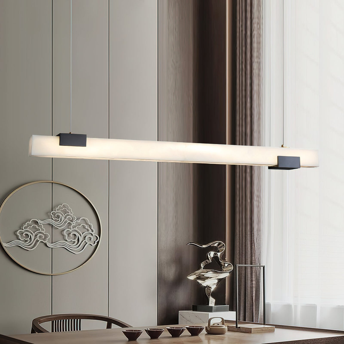 Cary Alabaster Pendant Light – Modern Linear Natural Alabaster LED Suspension