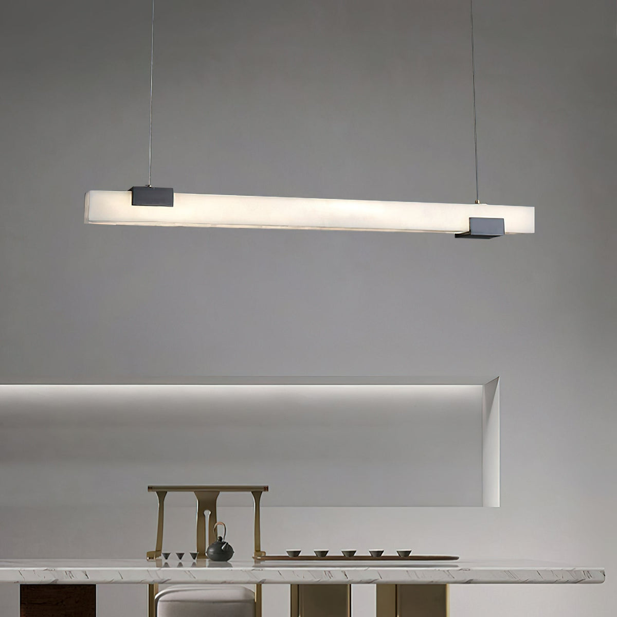 Cary Alabaster Pendant Light – Modern Linear Natural Alabaster LED Suspension