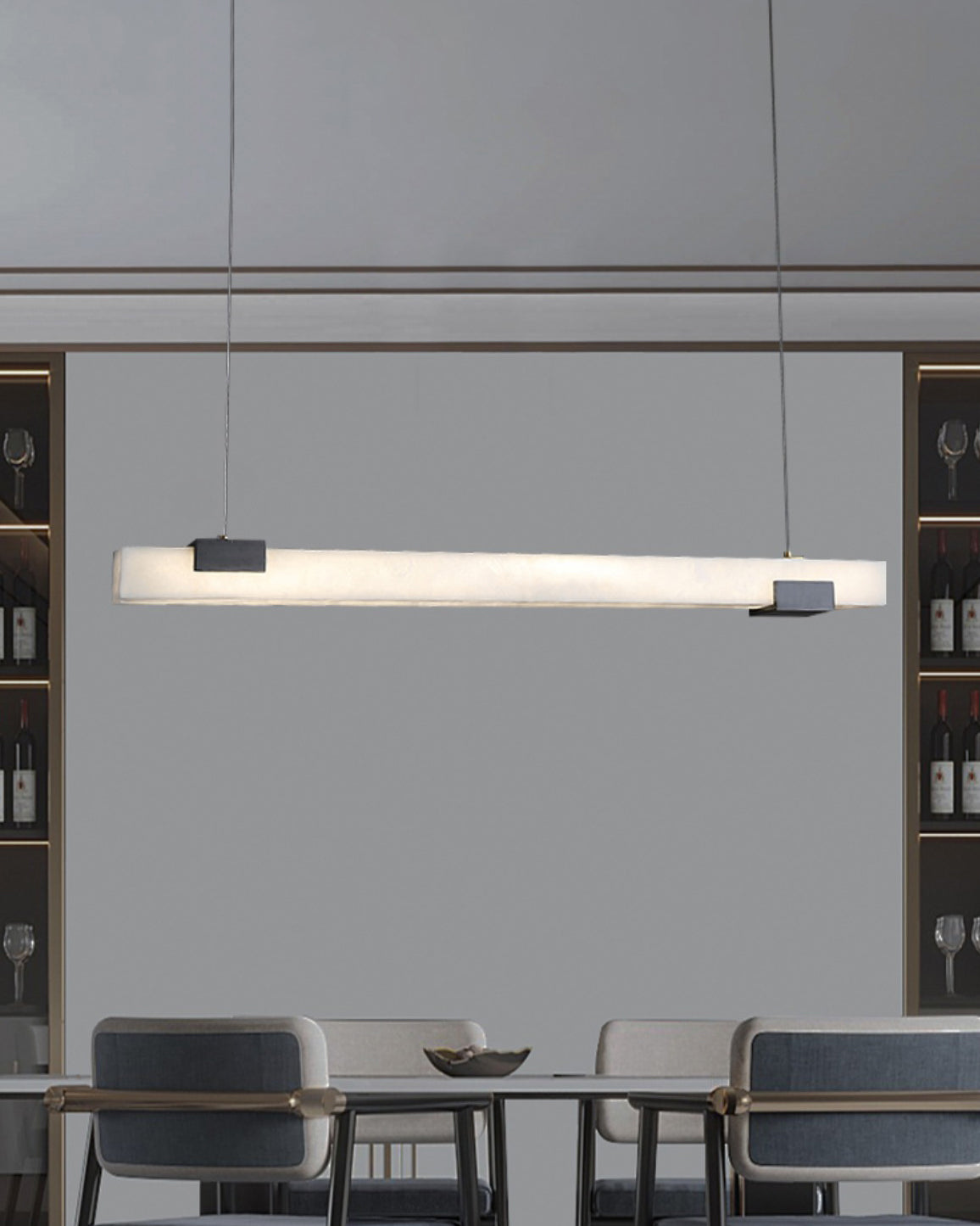 Cary Alabaster Pendant Light – Modern Linear Natural Alabaster LED Suspension