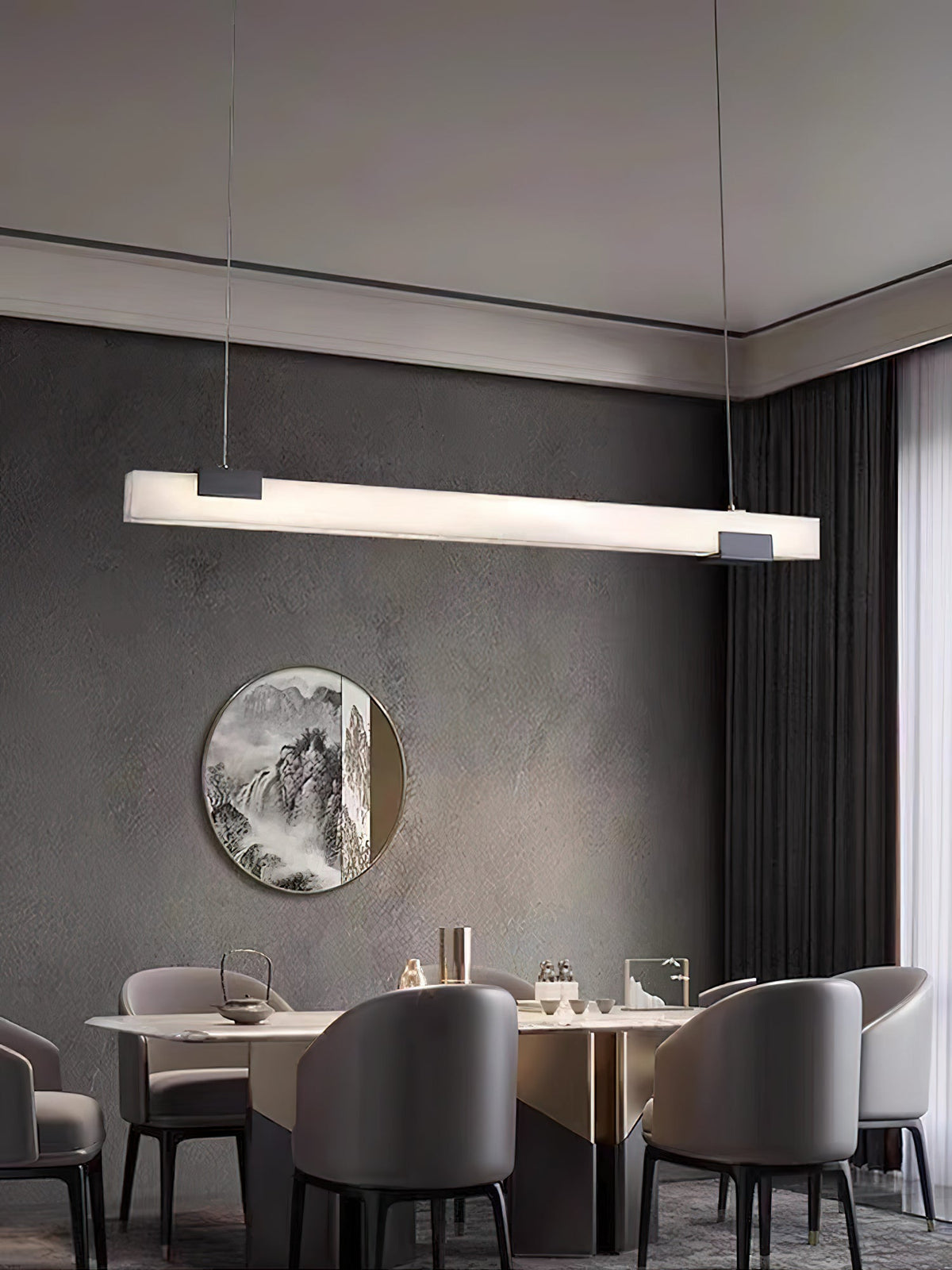 Cary Alabaster Pendant Light – Modern Linear Natural Alabaster LED Suspension