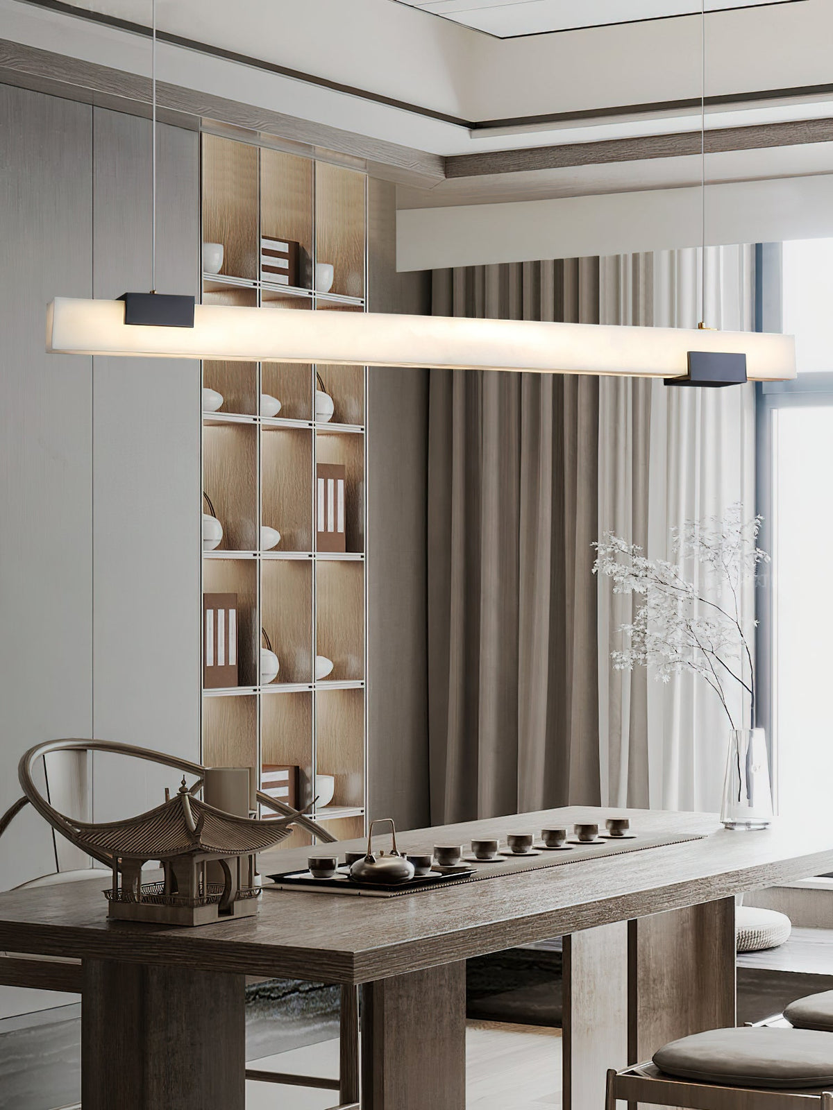 Cary Alabaster Pendant Light – Modern Linear Natural Alabaster LED Suspension
