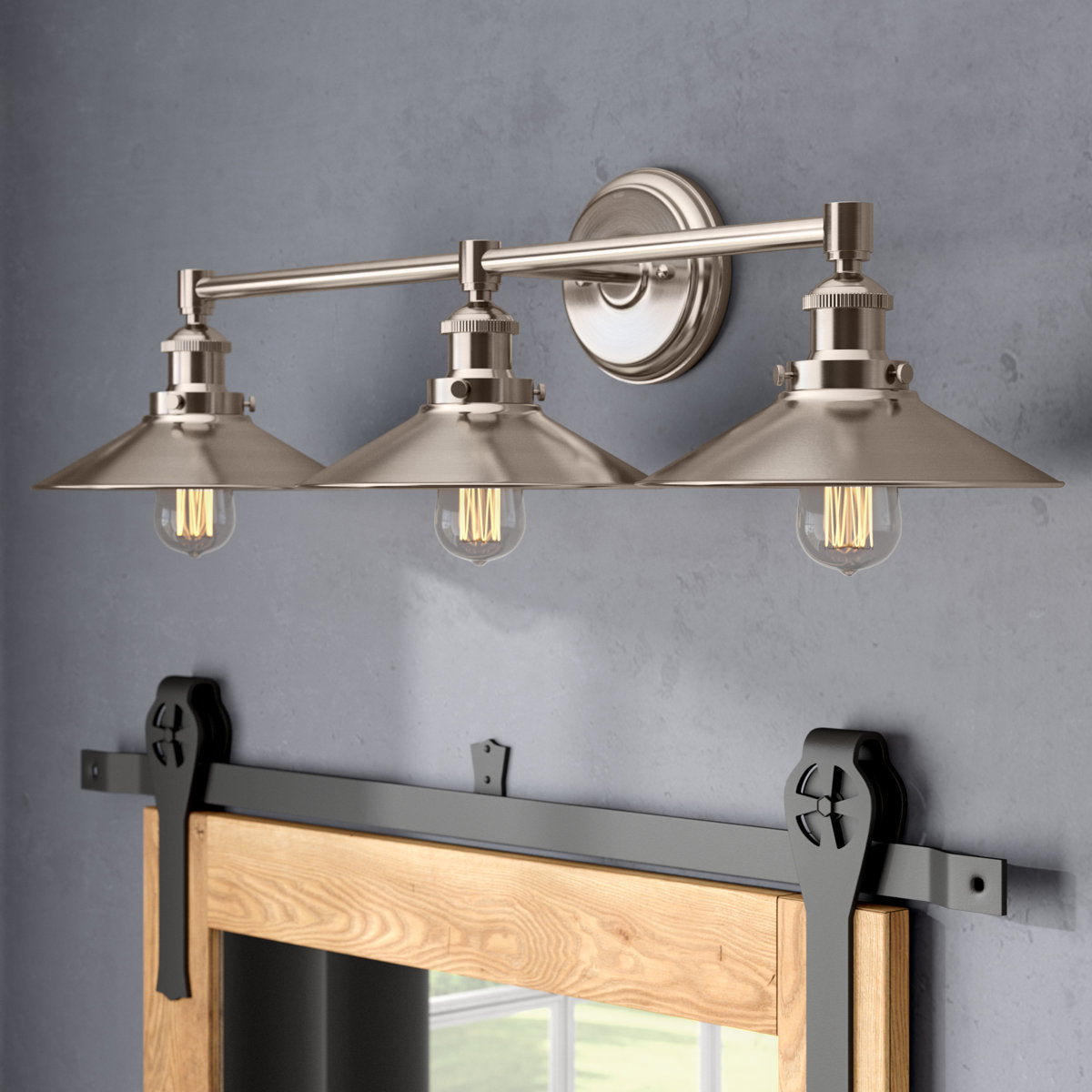 Casa Vanity Wall Lamp – Sleek Nickel Iron 3-Head Vanity Light