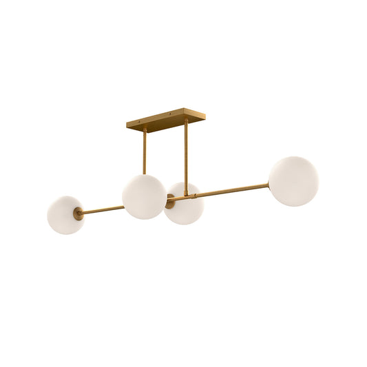 Cassia Linear Pendant Lamp – Mid-Century Glass Globe Linear Chandelier