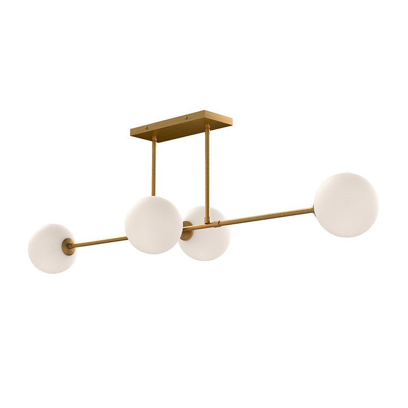 Cassia Linear Pendant Lamp – Mid-Century Glass Globe Linear Chandelier
