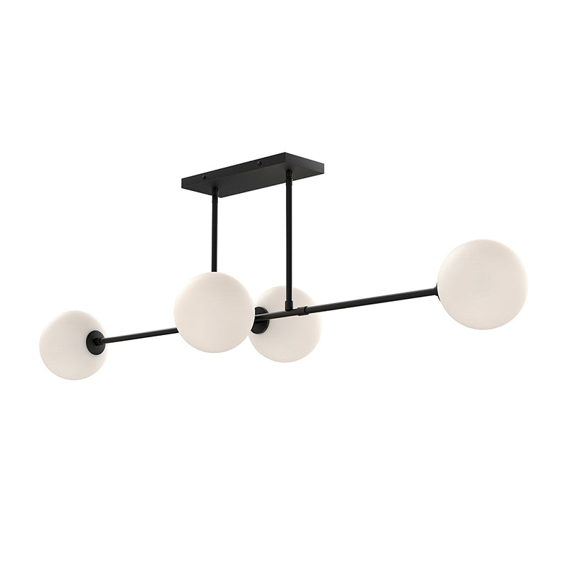 Cassia Linear Pendant Lamp – Mid-Century Glass Globe Linear Chandelier