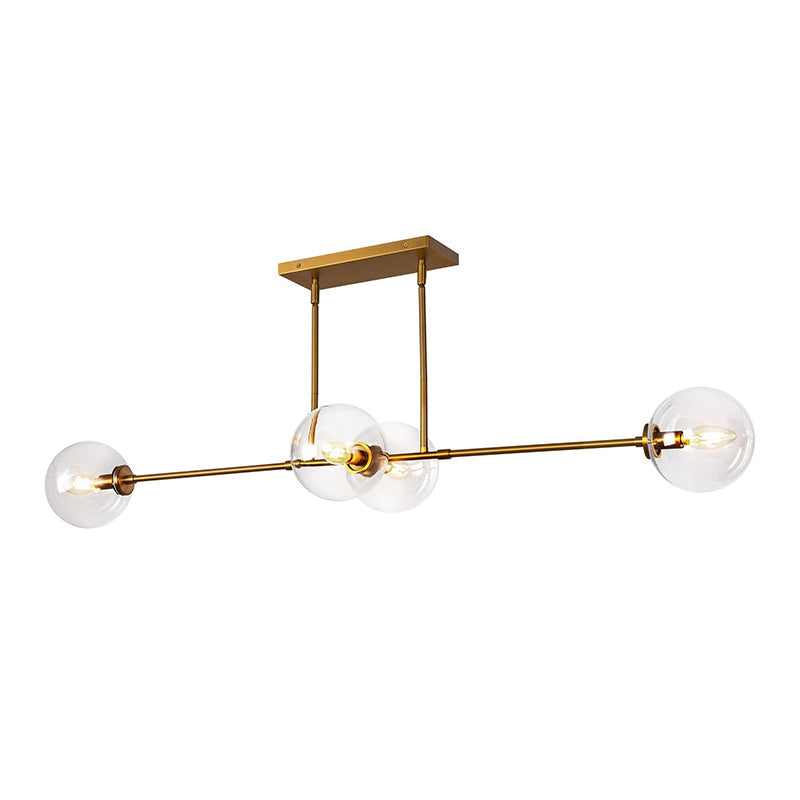 Cassia Linear Pendant Lamp – Mid-Century Glass Globe Linear Chandelier