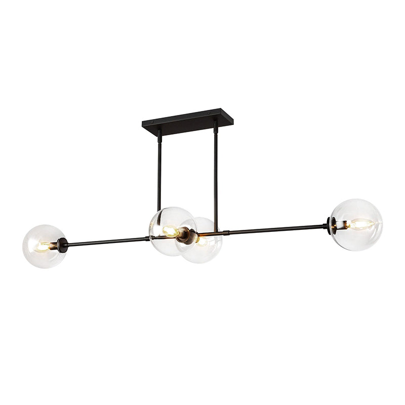 Cassia Linear Pendant Lamp – Mid-Century Glass Globe Linear Chandelier