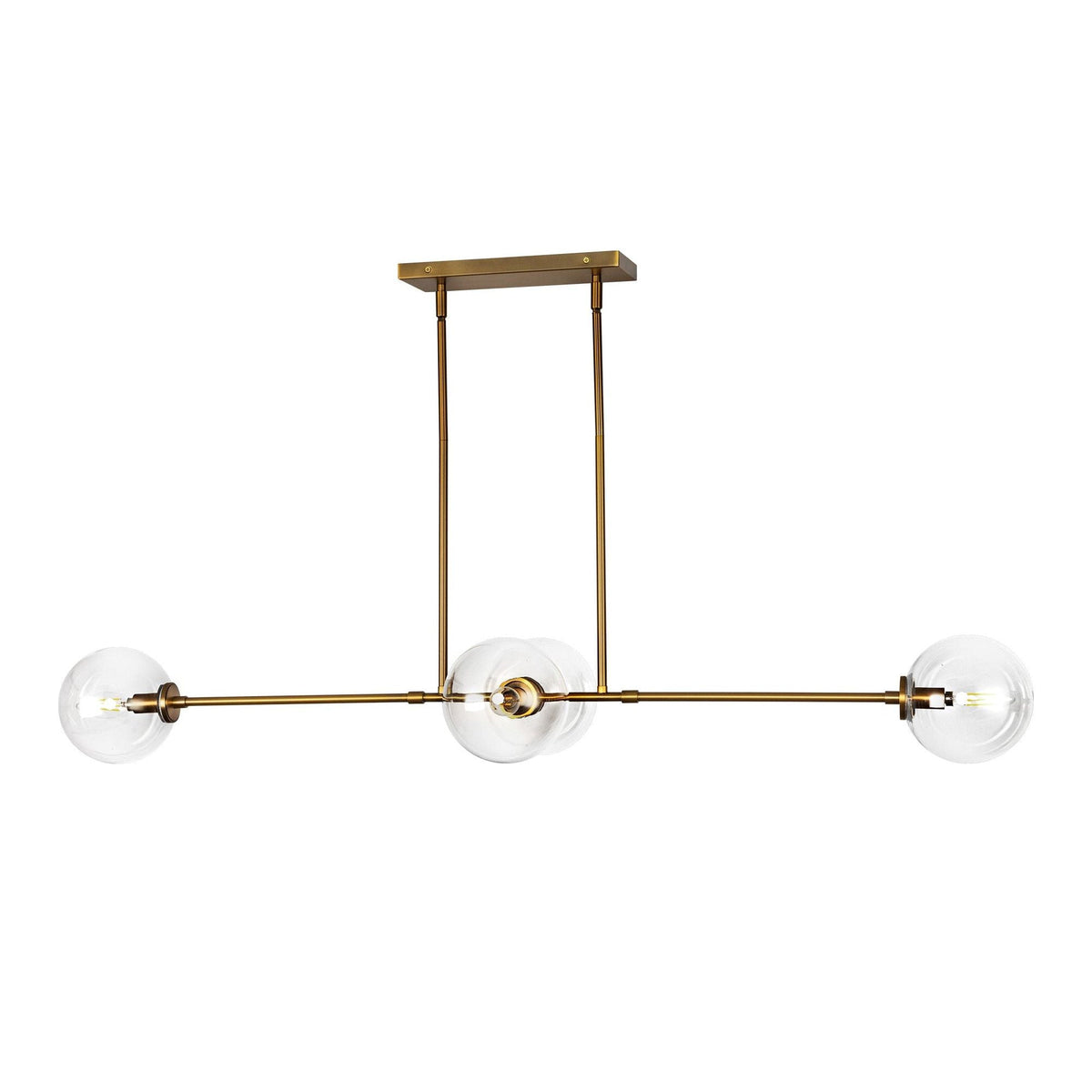 Cassia Linear Pendant Lamp – Mid-Century Glass Globe Linear Chandelier