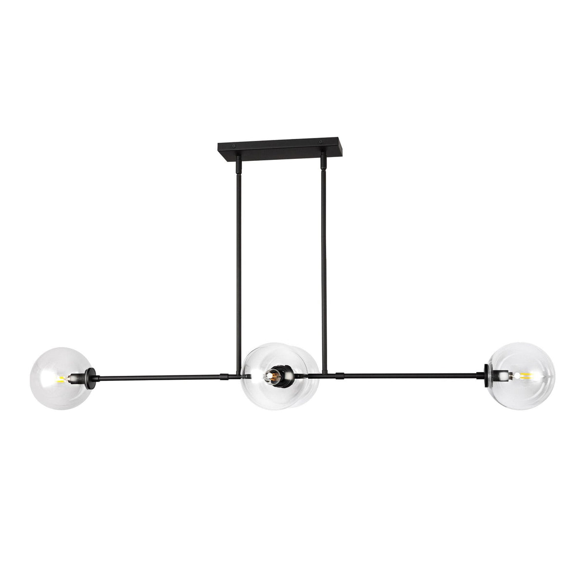 Cassia Linear Pendant Lamp – Mid-Century Glass Globe Linear Chandelier