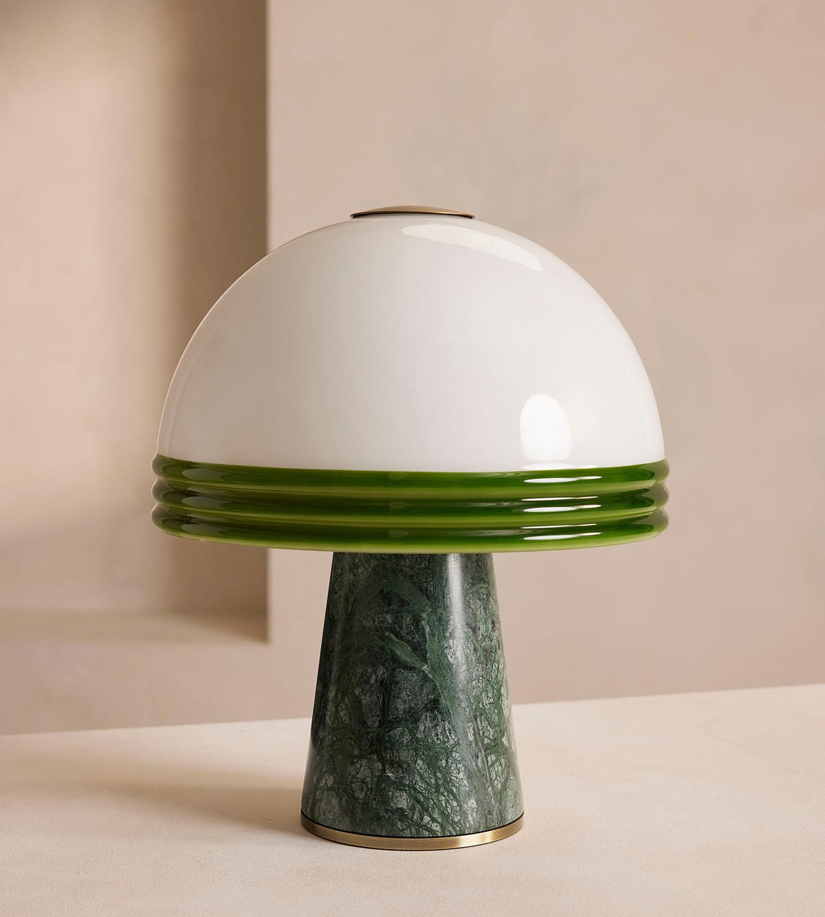 Cassie Table Lamp – Green Marble Base & Rippled Acrylic Dome Accent Lamp