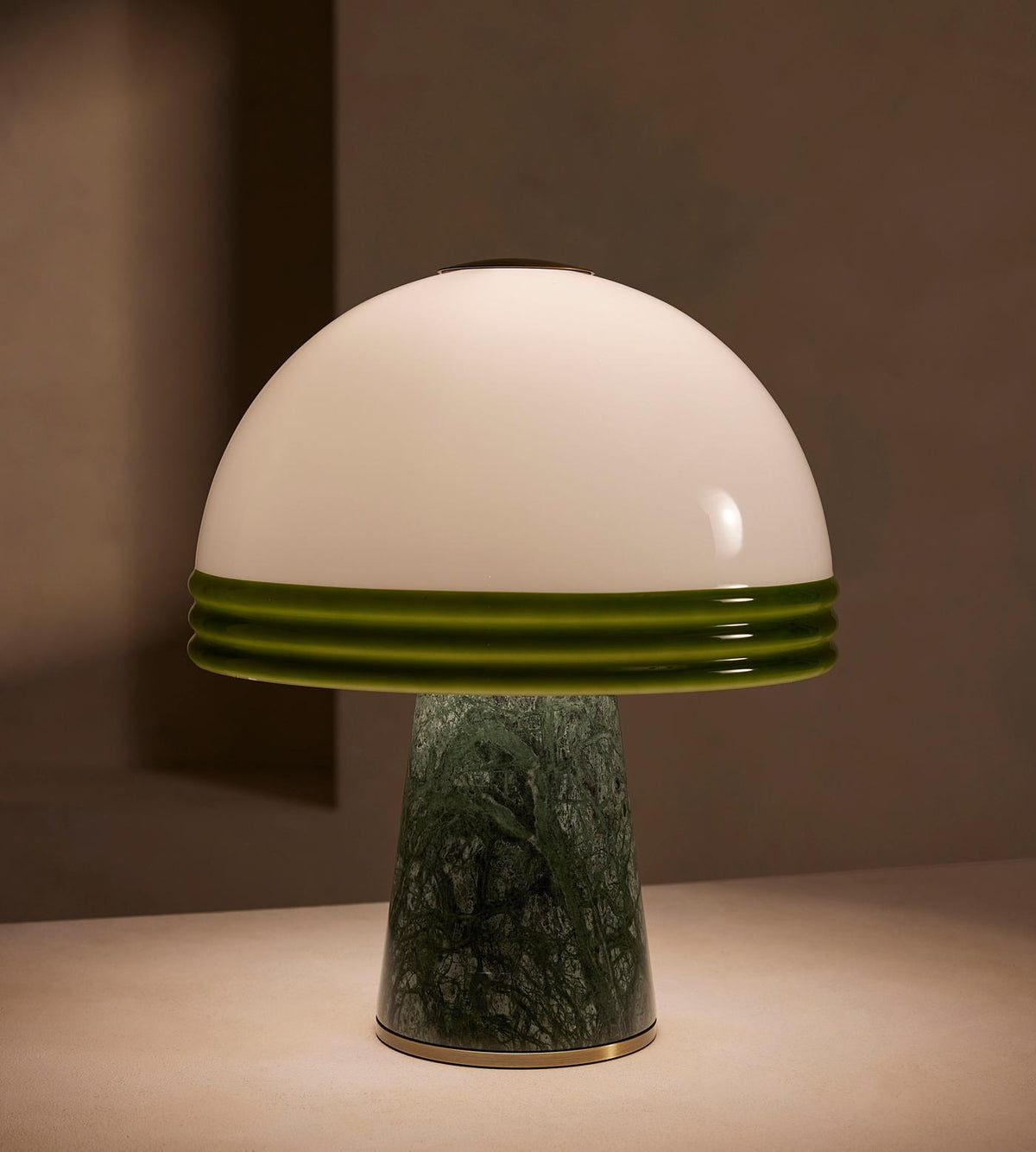 Cassie Table Lamp – Green Marble Base & Rippled Acrylic Dome Accent Lamp