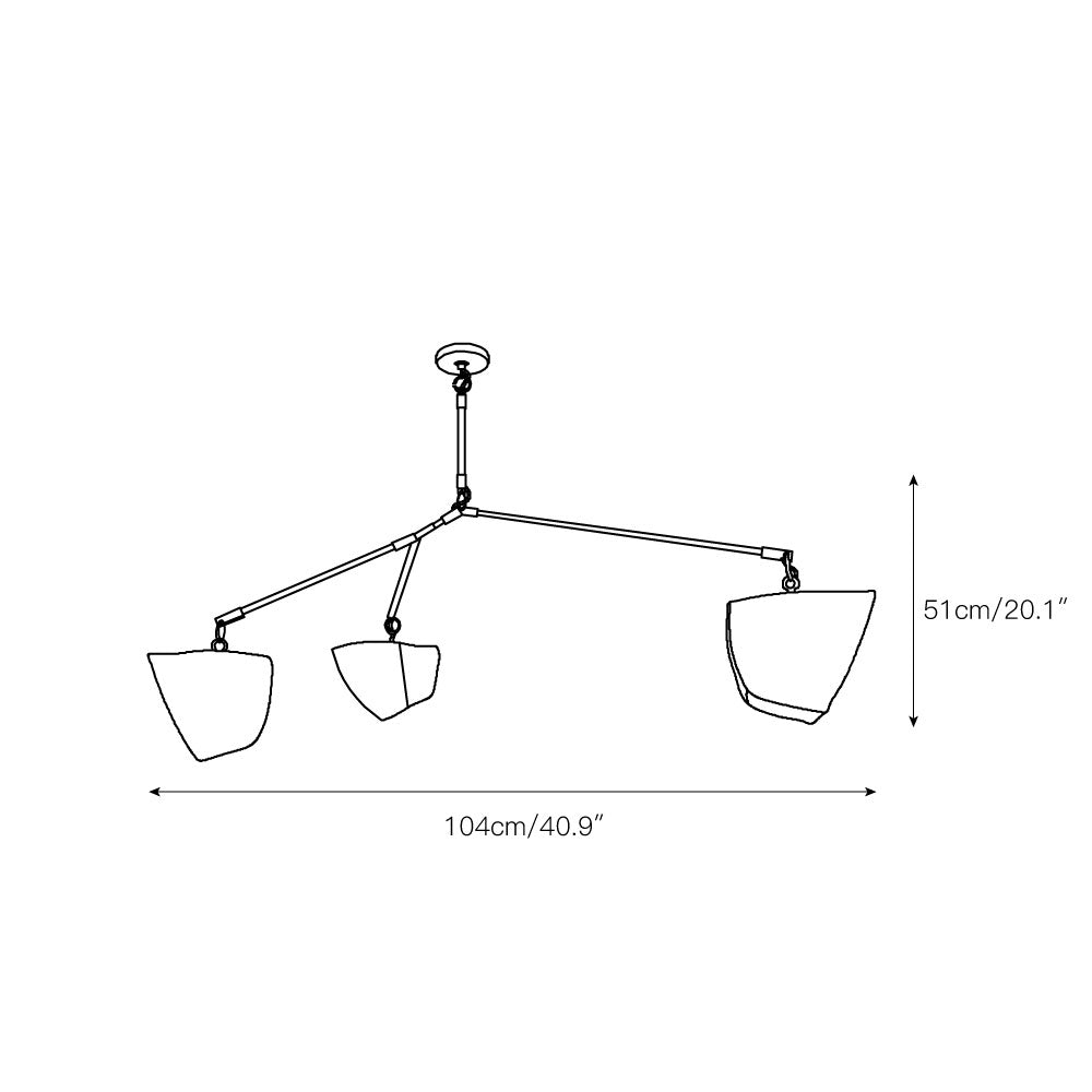 Cassiopeia Mobile Chandelier – Kinetic Sculptural Brass & Porcelain Shade Pendant