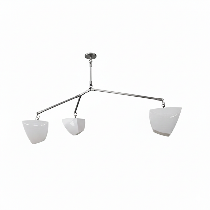 Cassiopeia Mobile Chandelier – Kinetic Sculptural Brass & Porcelain Shade Pendant