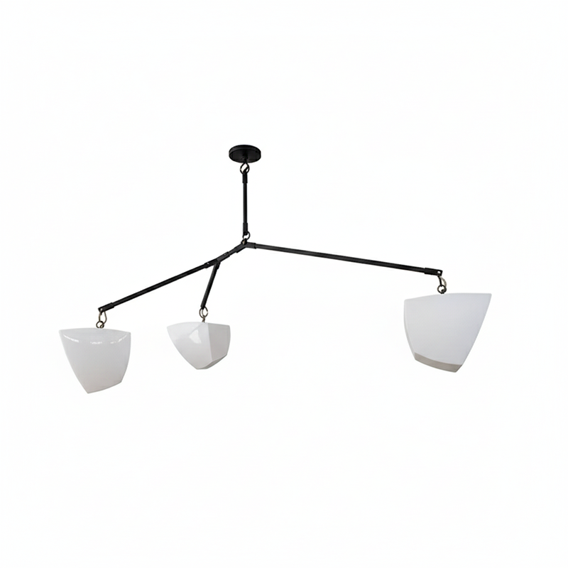 Cassiopeia Mobile Chandelier – Kinetic Sculptural Brass & Porcelain Shade Pendant