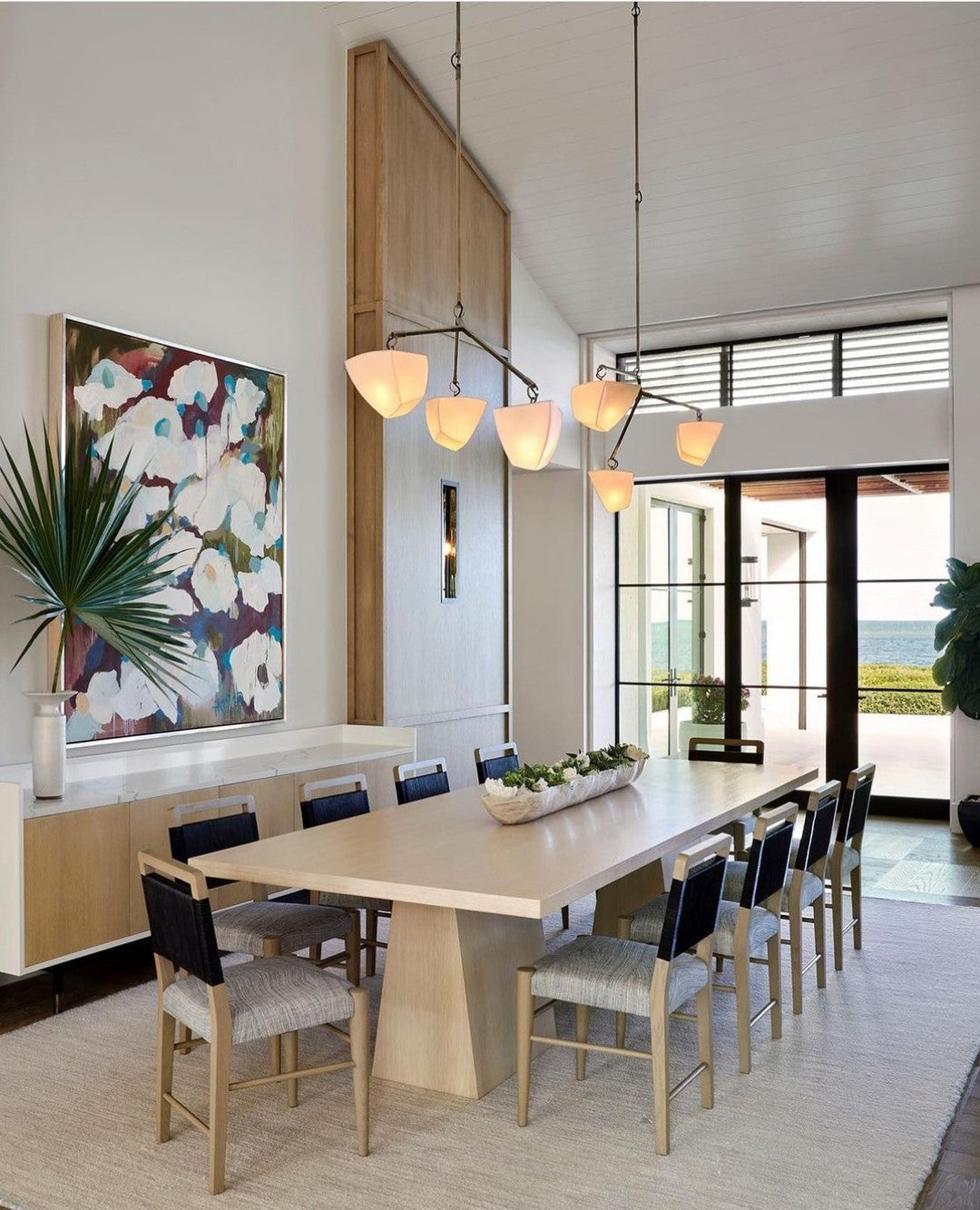Cassiopeia Mobile Chandelier – Kinetic Sculptural Brass & Porcelain Shade Pendant