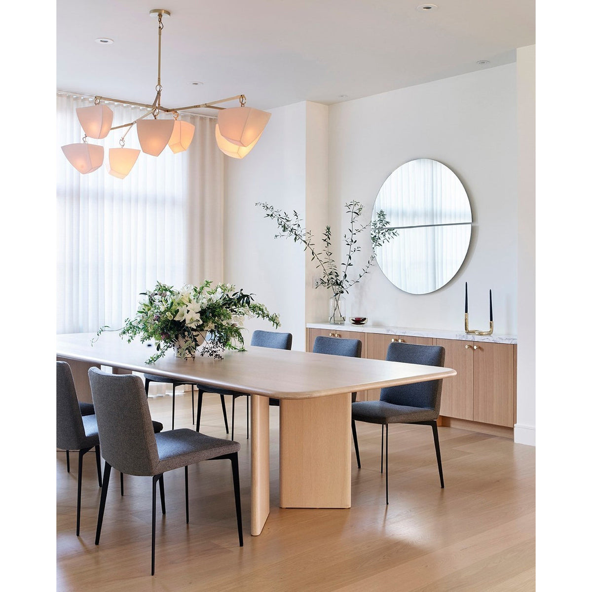 Cassiopeia Mobile Chandelier – Kinetic Sculptural Brass & Porcelain Shade Pendant
