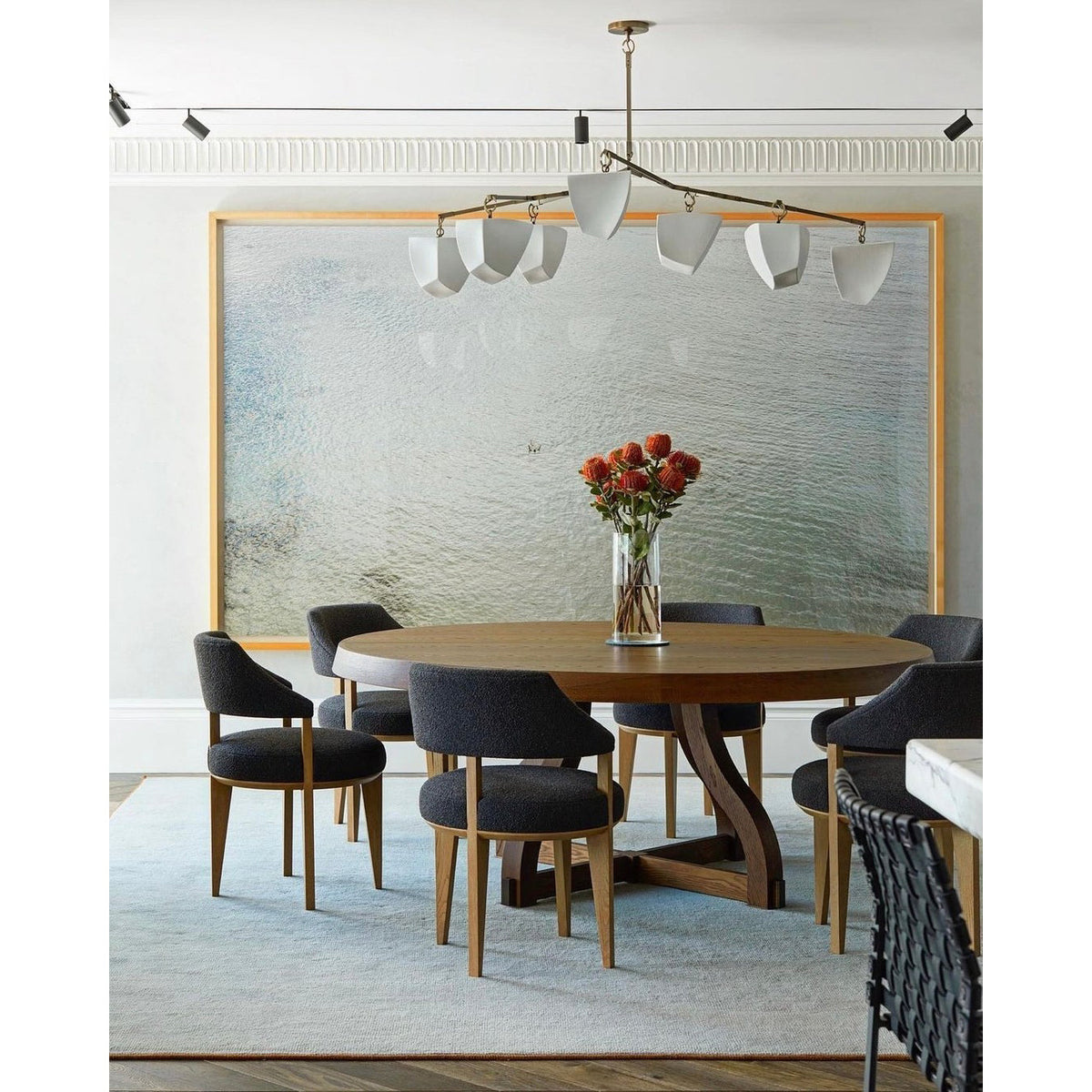 Cassiopeia Mobile Chandelier – Kinetic Sculptural Brass & Porcelain Shade Pendant