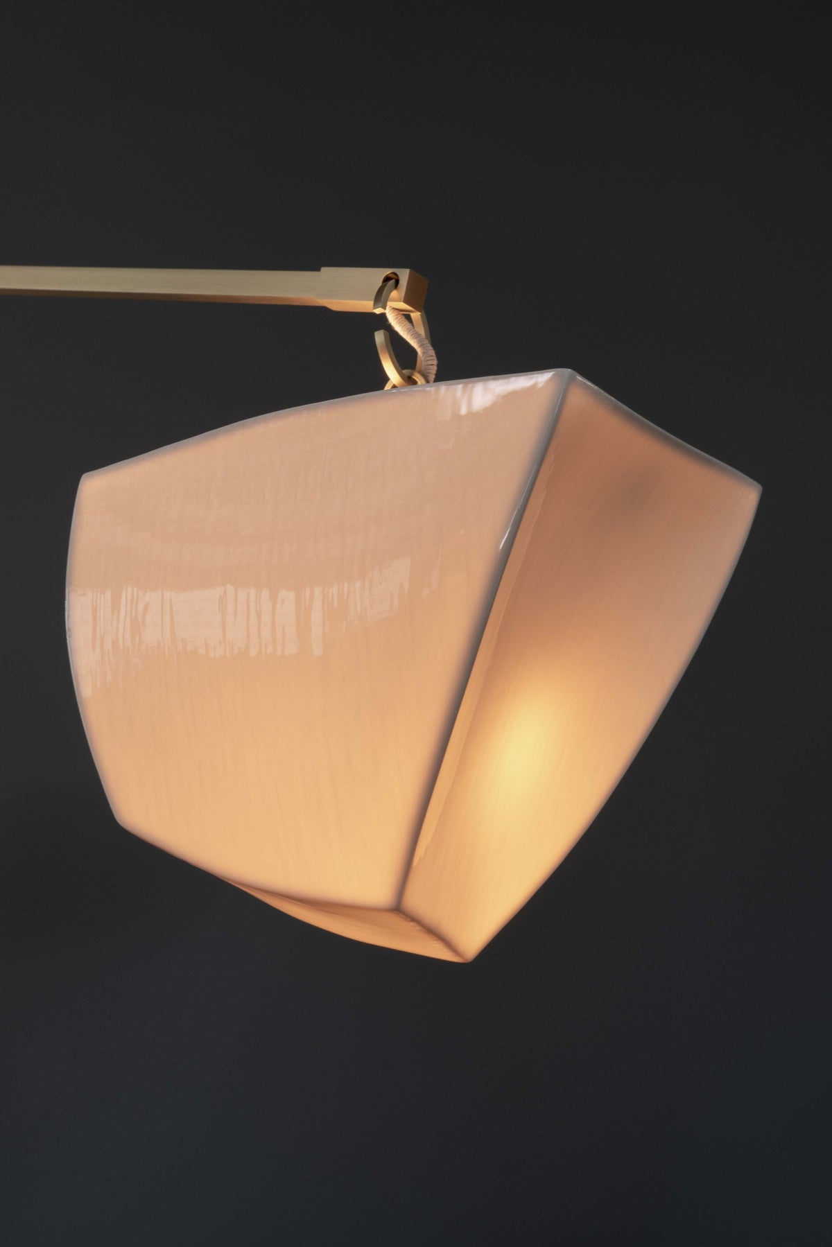 Cassiopeia Mobile Chandelier – Kinetic Sculptural Brass & Porcelain Shade Pendant