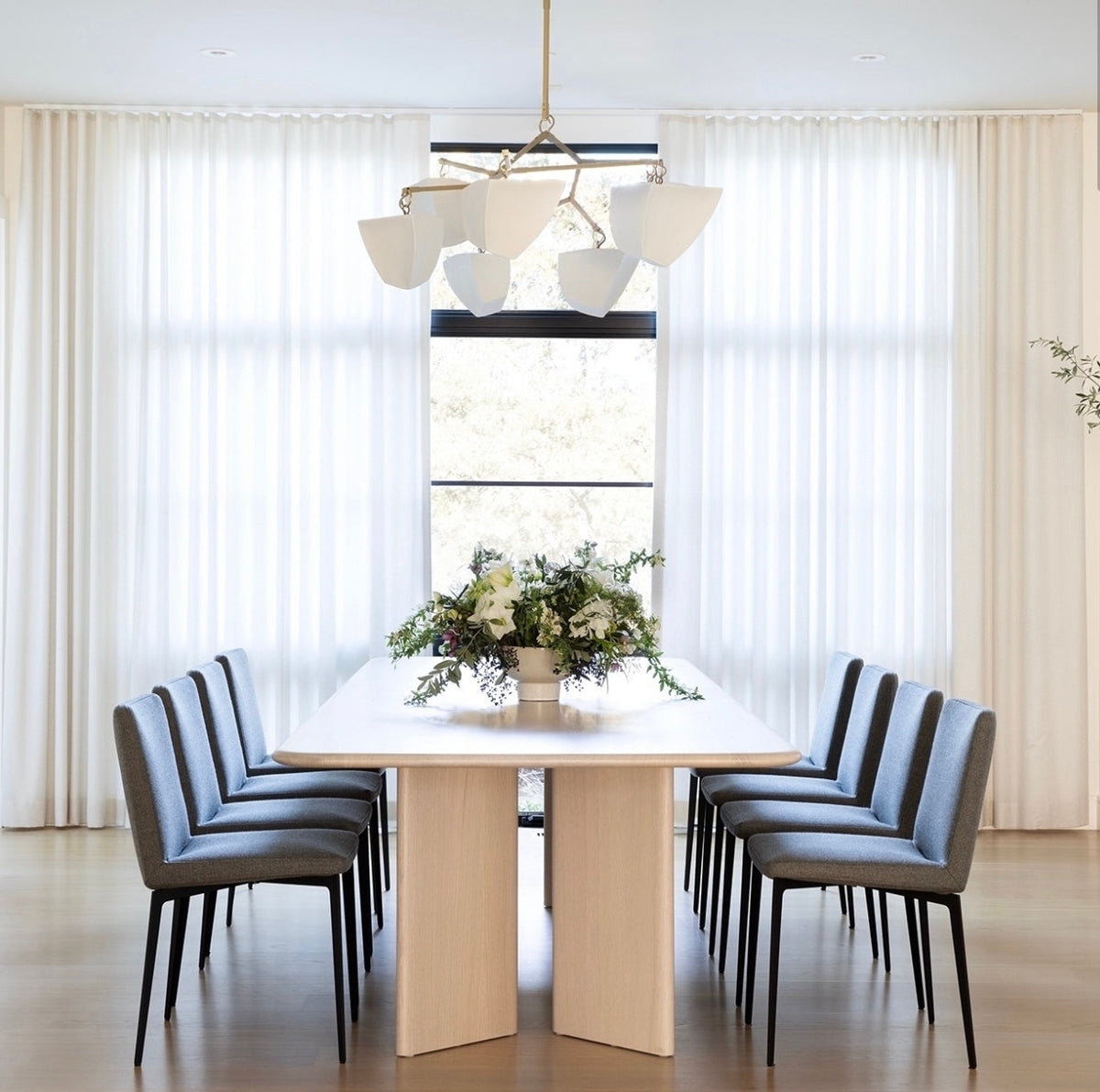 Cassiopeia Mobile Chandelier – Kinetic Sculptural Brass & Porcelain Shade Pendant