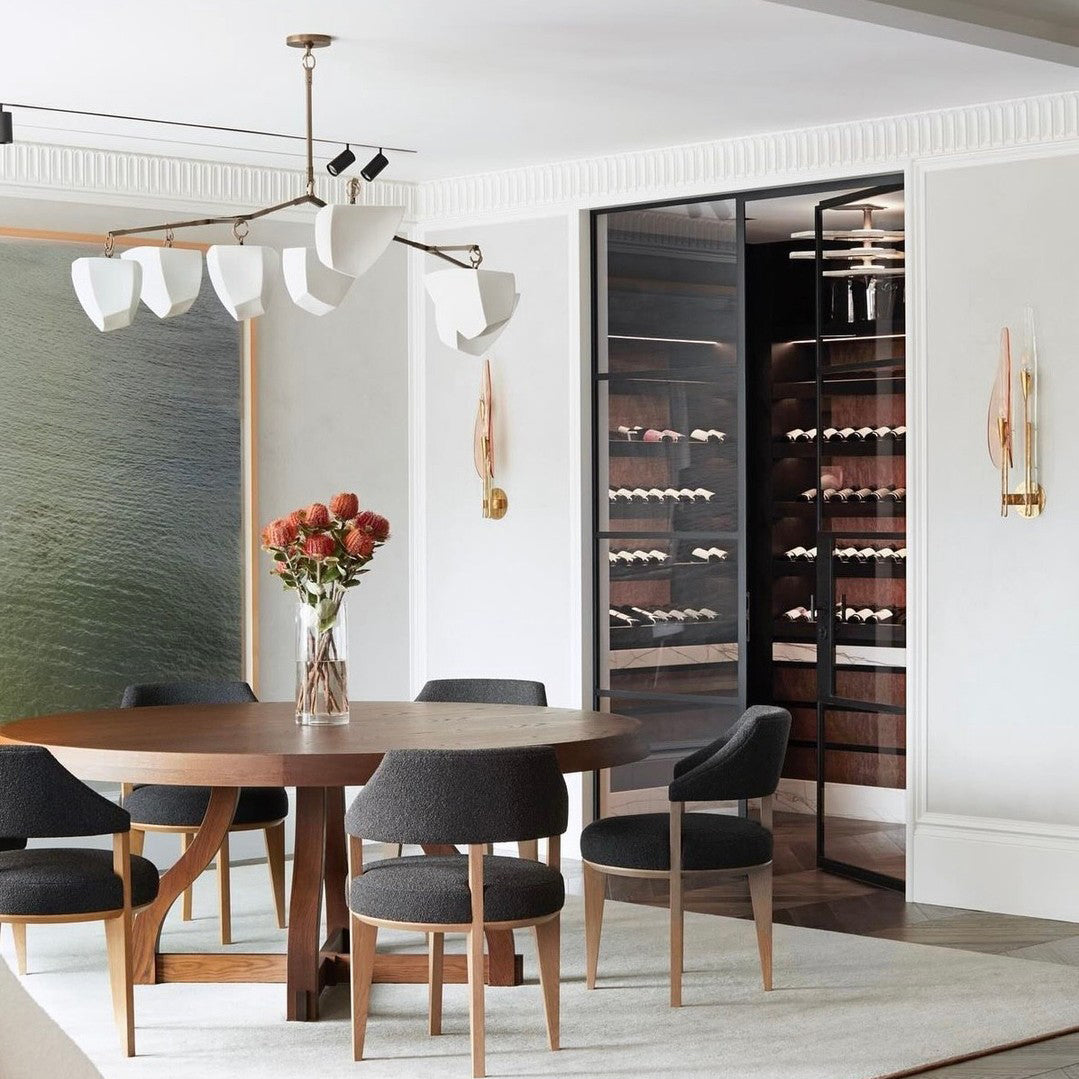 Cassiopeia Mobile Chandelier – Kinetic Sculptural Brass & Porcelain Shade Pendant