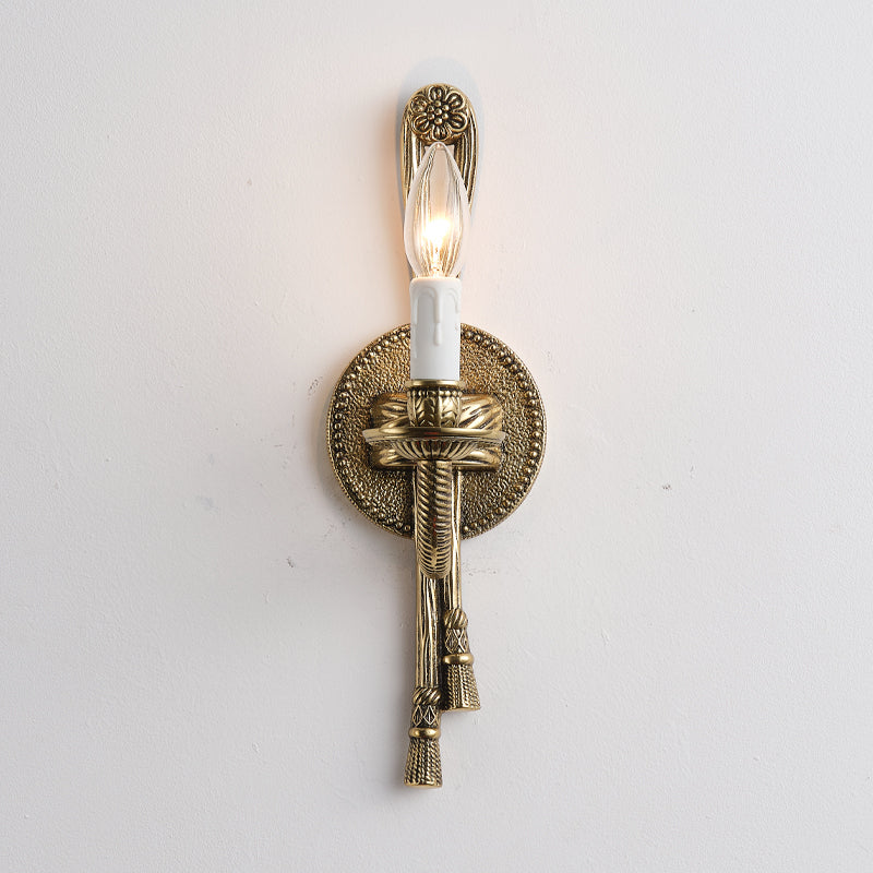 Cast Brass Sconce – Neo-Classical Rope & Tassel Solid Brass Sconce