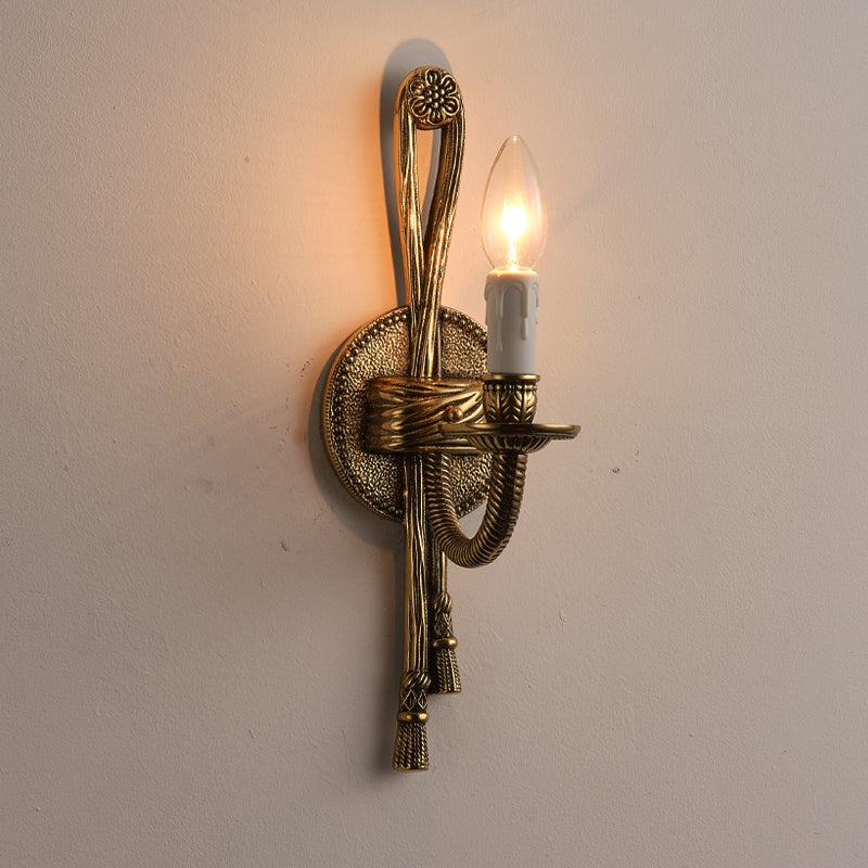 Cast Brass Sconce – Neo-Classical Rope & Tassel Solid Brass Sconce