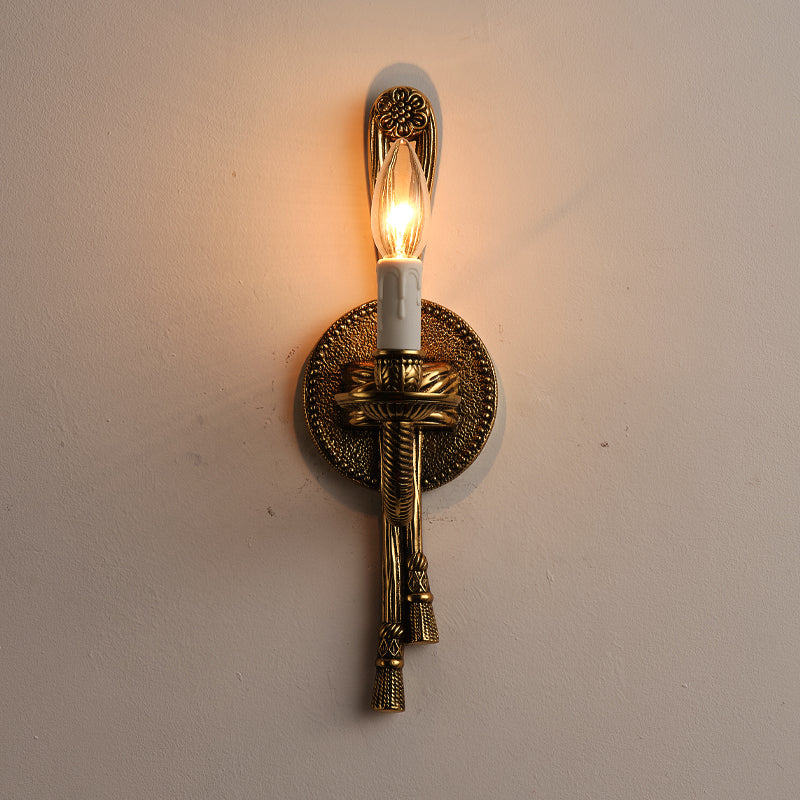 Cast Brass Sconce – Neo-Classical Rope & Tassel Solid Brass Sconce