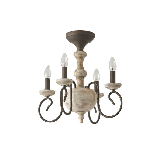 Castile Semi Flush Ceiling Light – Soft Grey Washed Wood & Rustic Rust Semi-Flush Mount