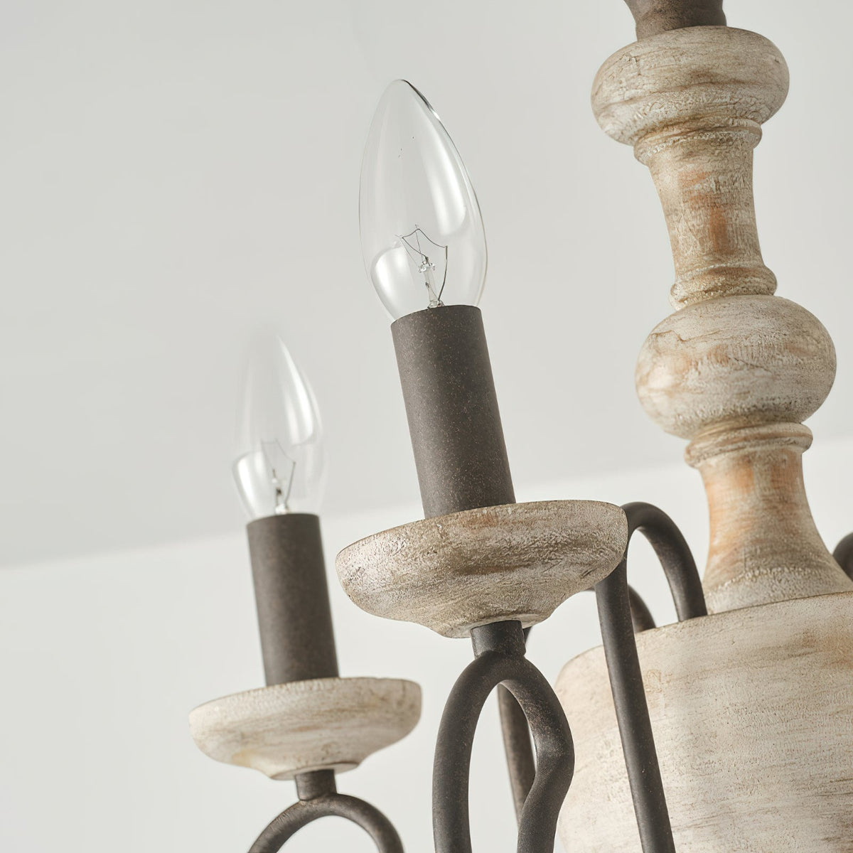 Castile Semi Flush Ceiling Light – Soft Grey Washed Wood & Rustic Rust Semi-Flush Mount