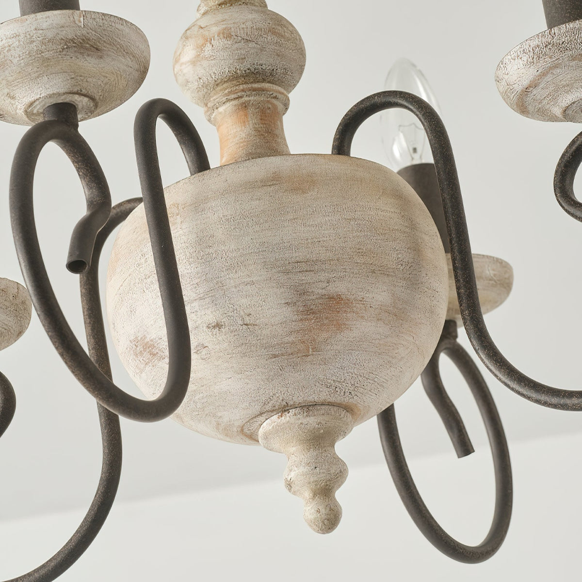 Castile Semi Flush Ceiling Light – Soft Grey Washed Wood & Rustic Rust Semi-Flush Mount