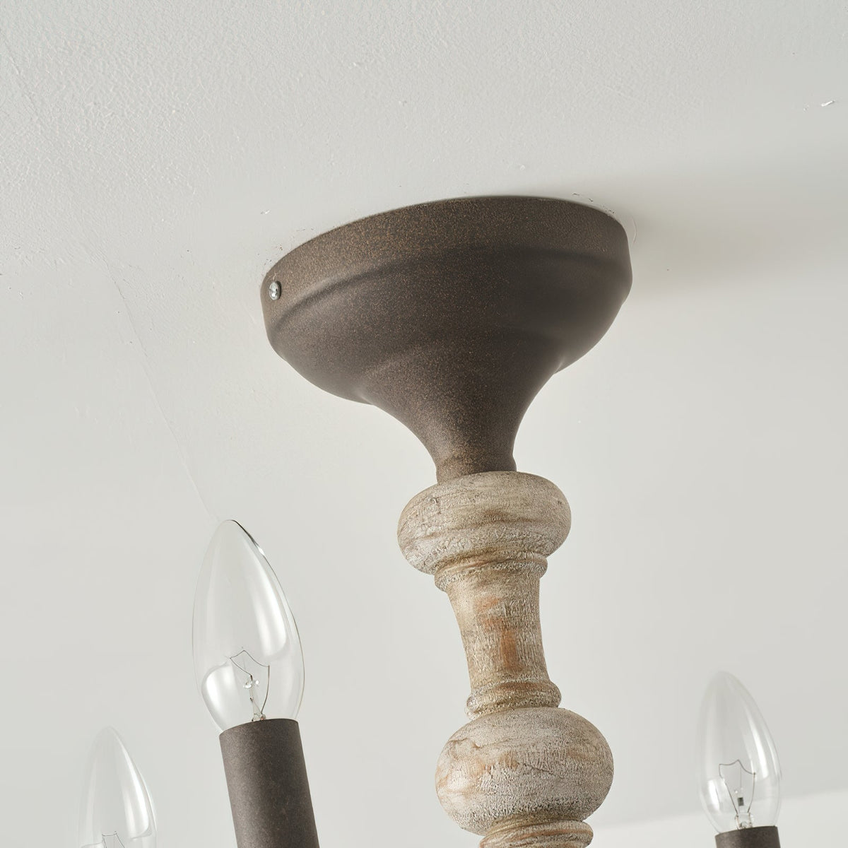 Castile Semi Flush Ceiling Light – Soft Grey Washed Wood & Rustic Rust Semi-Flush Mount