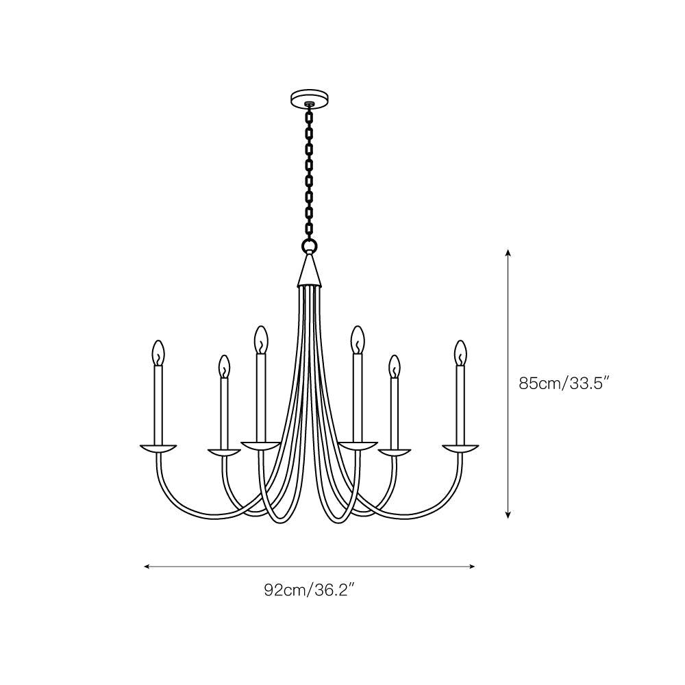 Castlehill Chandelier – Minimalist Parallel 6-Arm Brass Chandelier