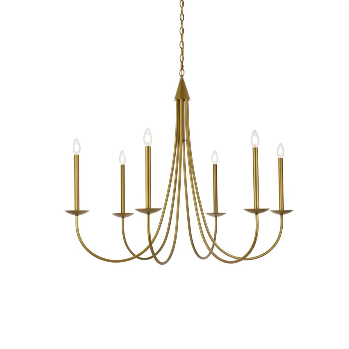 Castlehill Chandelier – Minimalist Parallel 6-Arm Brass Chandelier