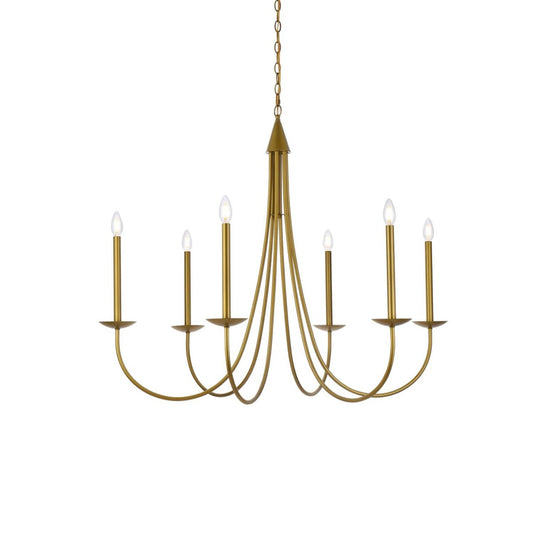 Castlehill Chandelier – Minimalist Parallel 6-Arm Brass Chandelier