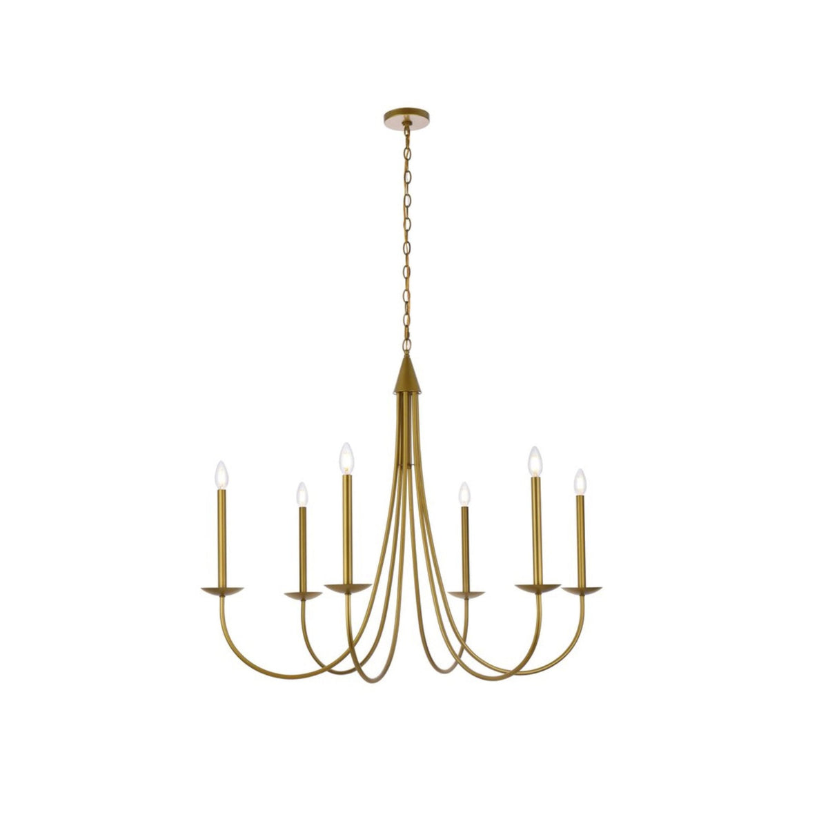 Castlehill Chandelier – Minimalist Parallel 6-Arm Brass Chandelier
