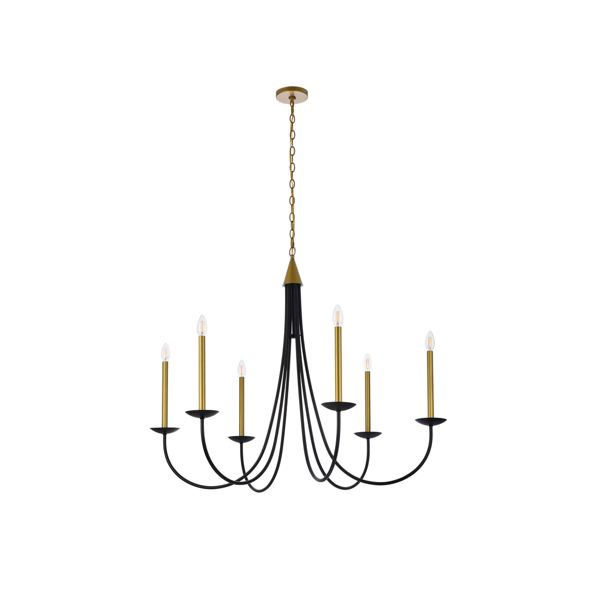 Castlehill Chandelier – Minimalist Parallel 6-Arm Brass Chandelier