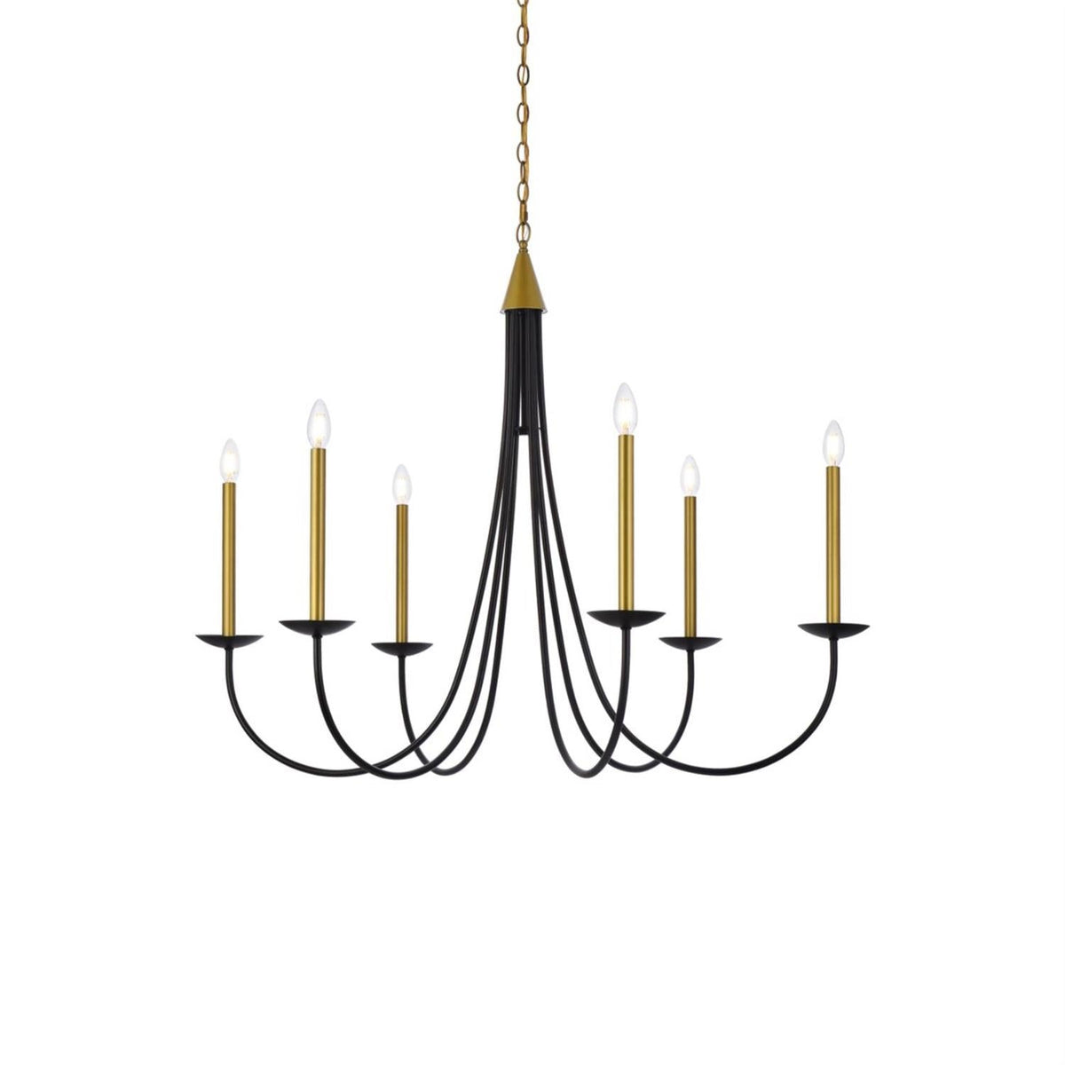Castlehill Chandelier – Minimalist Parallel 6-Arm Brass Chandelier