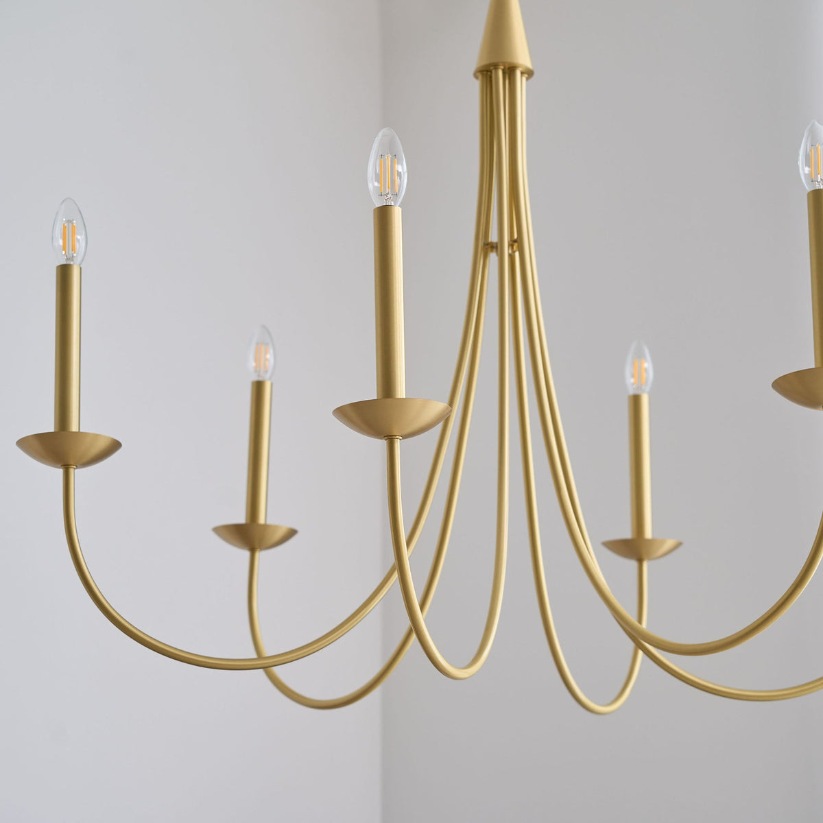 Castlehill Chandelier – Minimalist Parallel 6-Arm Brass Chandelier