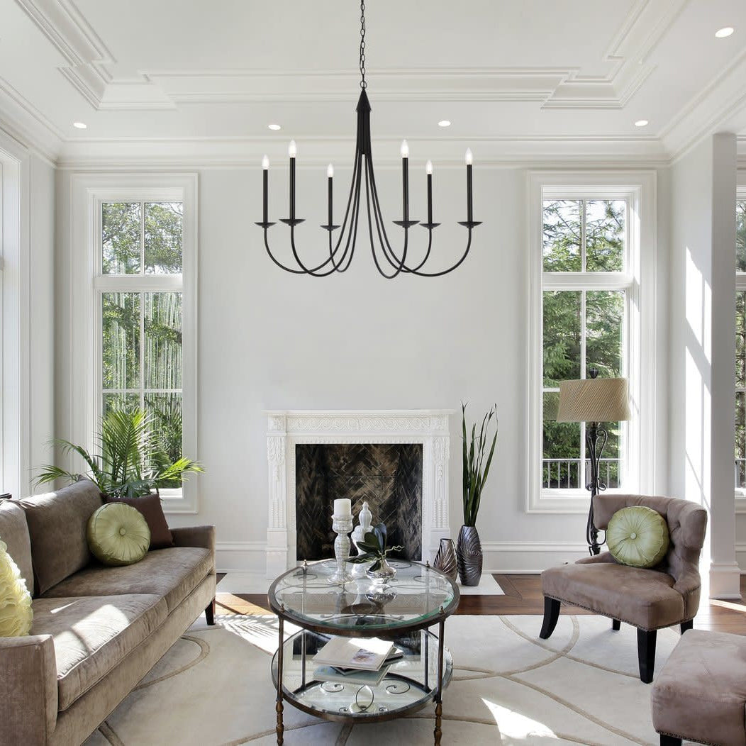 Castlehill Chandelier – Minimalist Parallel 6-Arm Brass Chandelier