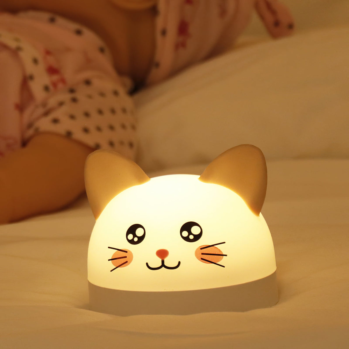 Cat Mouse Clock Night Light - Rechargeable Silicone LED Alarm Clock | Tail-Rotating Dimmer & Sound Activated Display